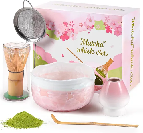 Miniatura 9 de Juego de batidor de matcha: juego de matcha con batidor de matcha de bambú y soporte de cerámica, cuchara de bambú+cuchara de madera, soporte