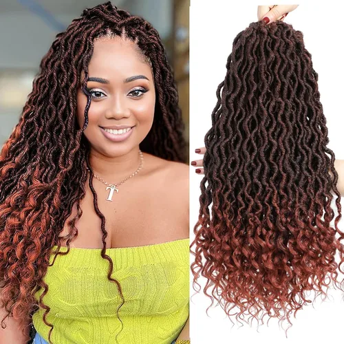 Miniatura 47 de Karida Rastas de cabello sintético de ganchillo de 18 pulgadas, 8 paquetes de cabello de ganchillo preanudado de diosa, rastas sintéticas onduladas
