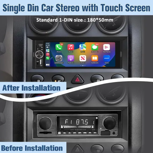 Miniatura 2 de Estéreo Universal Single Din para Automóvil con CarPlay Inalámbrico y Android Auto, Unidad Principal de Pantalla Táctil IPS de 6.36 Pulgadas
