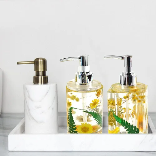 Miniatura 6 de Molde de resina para botella, 1 juego de molde de resina para botella de baño + paquete de 6 dispensadores, botella de bomba para almacenamiento