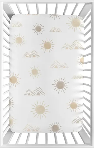 Miniatura 9 de Sweet Jojo Designs Boho Desert Sun Girl - Sábana bajera ajustable para cuna para bebé o niño pequeño, color rosa, malva, dorado, gris pardo