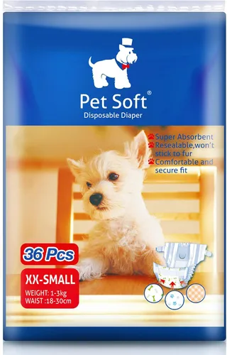 Miniatura 12 de Pet Soft, pañales desechables para mascotas, perros, cachorros, 12 unidades, 72 pañales, XXS- XL