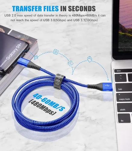 Miniatura 2 de sweguard Cable USB a USB C [2 unidades, 3.3 pies] de nailon trenzado USB A a tipo C, cable de carga rápida para iPhone 17, 16, 15 Pro Max, Samsung