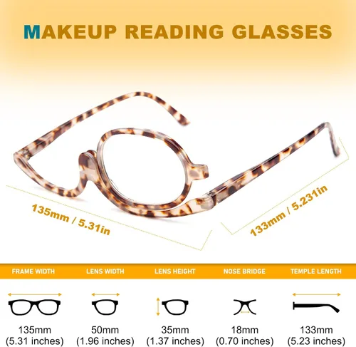Miniatura 5 de JO 2 paquetes de lentes de lectura para maquillaje, lectores magnificadores para mujeres con bisagra de resorte, lectores cosméticos de un ojo