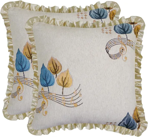 Miniatura 22 de SZHELEJIAM Juego de 2 fundas de almohada con volantes de 12 x 20 pulgadas, fundas de cojín decorativas de felpilla suave jacquard para sofá