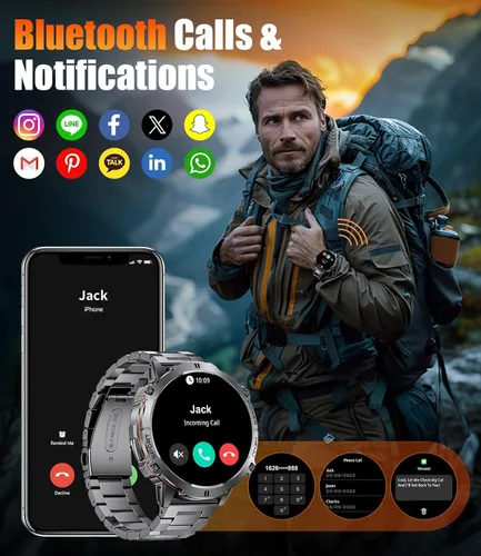 Miniatura 2 de Relojes inteligentes LIGE para hombres con batería de 900mAh (60+ horas de espera), pantalla AMOLED de 1.73" con Bluetooth, modo de llamada, más