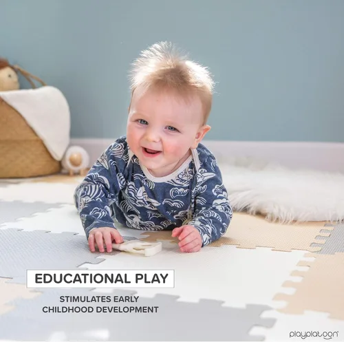Miniatura 6 de Play Platoon Tapete de espuma no tóxica, cómodo, extra grueso, acolchado para ejercicio y juego para niños pequeños, niños y adultos, 16 azulejos
