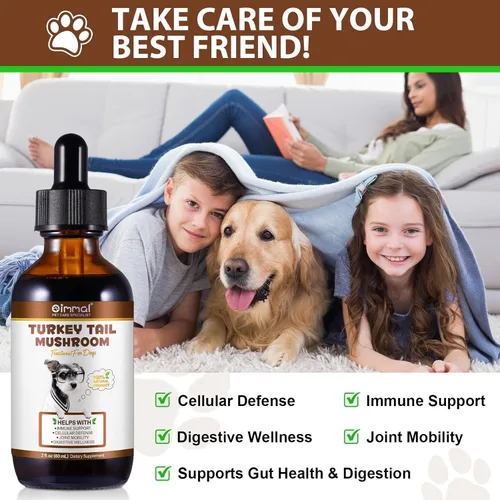 Miniatura 3 de Hongo de cola de pavo para perros, mezcla de hongos, cúrcuma y probiótico para apoyo inmunológico, digestivo y articular, cola de pavo para perros