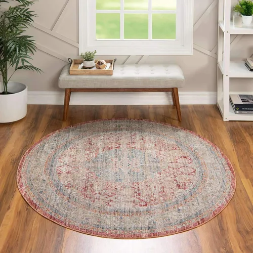 Miniatura 17 de Unique Loom Noble Collection - Alfombra de área tradicional, envejecida, vintage, geométrica, con borde (2' 2 x 3' 0 rectangular, azul/beige)