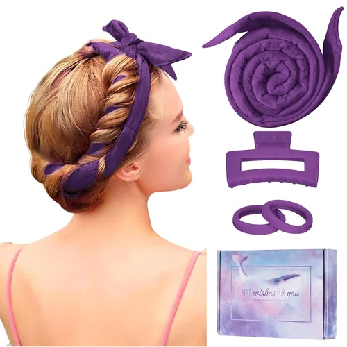 Miniatura 7 de Diadema de Varilla Rizadora sin Calor, Mejorada de 60" Extra Larga, Diadema de Rizos sin Calor, Rizadores de Cabello Suaves para Dormir, Rodillos
