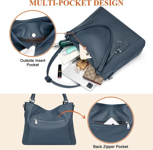 Miniatura 20 de Over Earth Genuine Leather Purses for Women Large Hobo Bags Lady Shoulder Handbags with Detachable Strap