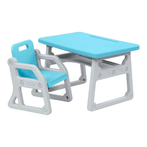 Miniatura 13 de ECR4Kids Escritorio y silla para niños pequeños, muebles para niños, gris/gris claro, 2 piezas