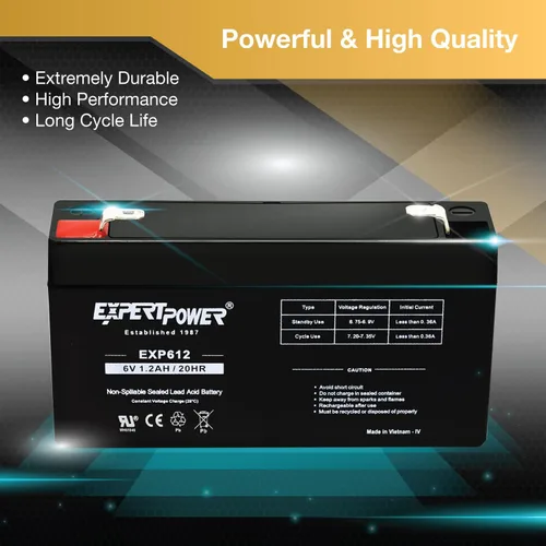 Miniatura 4 de Baterías selladas de ácido de plomo ExpertPower 6v 1.2 Ah, Negro