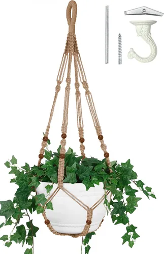 Miniatura 8 de Colgador de Macramé de 43 Pulgadas Grande para Maceta de 12 Pulgadas + Gancho Colgante (Extra Largo y Grande) Maceta Colgante Grande para Plantas