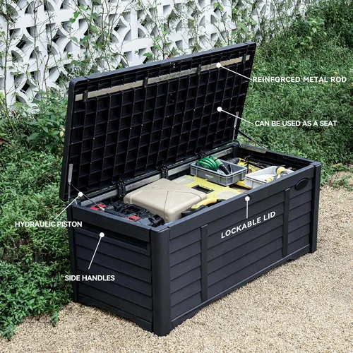Miniatura 4 de DWVO Louver - Caja de almacenamiento impermeable para exteriores de 120 galones