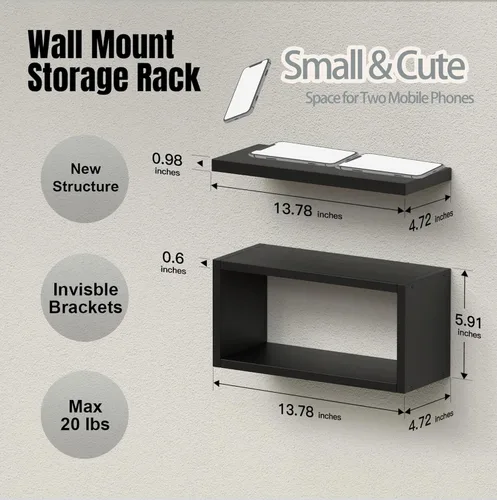 Miniatura 2 de RICHER HOUSE Estantes flotantes para baño, estantes flotantes negros para pared, estantes de baño sobre el inodoro, estantes colgantes montados