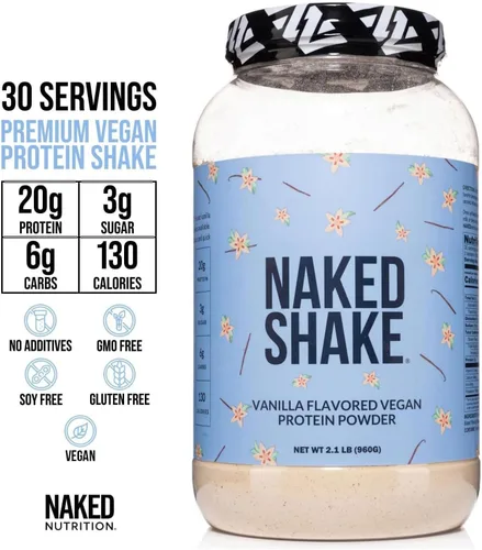 Miniatura 4 de NAKED Shake - Polvo de Proteína de Vainilla - Batido de Proteína a Base de Plantas con Aceite MCT, Sin Gluten, Sin Soja, Sin OGM ni Edulcorantes