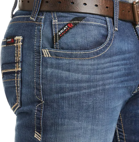 Miniatura 6 de Ariat FR M5 Slim DuraStretch - Jeans apilables de pierna recta, mezclilla para hombre, Azul