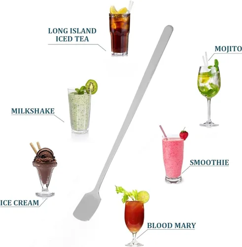 Miniatura 4 de Cuchara agitadora de barra de mango largo, cuchara de mezcla de té de acero inoxidable, para helado, café, postre, té, cuchara para cóctel, cuchara