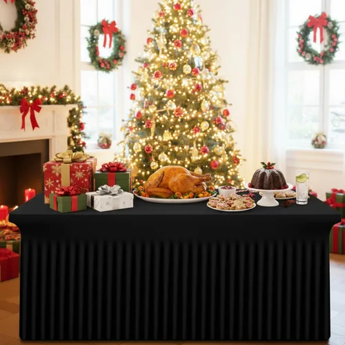 Miniatura 6 de Smiry Mantel de Spandex Paquete de 6, Mantel Elástico Ajustable Extensible para Mesas Rectangulares de 4 Pies, Cubierta de Mesa Impermeable Lavable
