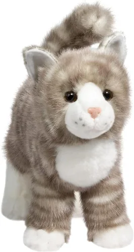 Miniatura 2 de Douglas Zipper - Gato atigrado gris de felpa con cremallera, animal de peluche