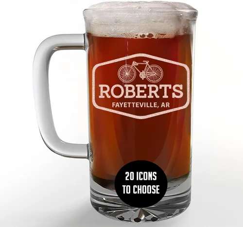 Miniatura 21 de Taza de cerveza de vidrio con monograma grabado personalizado, 34 onzas, Día del Padre, monograma, nombre personalizado, regalos de cerveza Claro