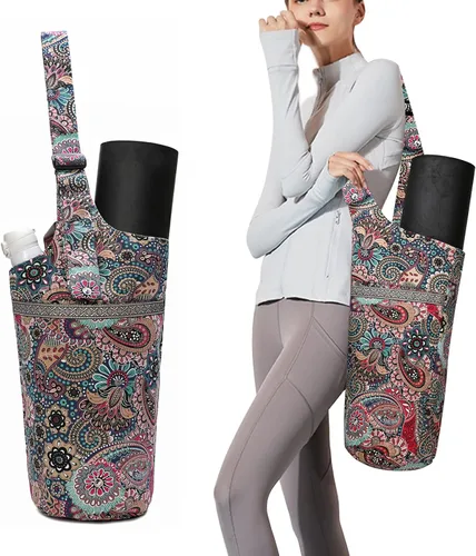 IwIeIaIrI Bolsa para esterilla de yoga para mujeres con bolsillo grande y bolsillo con cierre, accesorios para regalos de yoga con correa de hombro