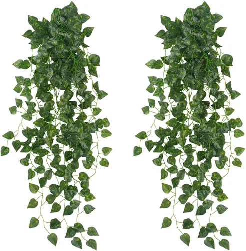 Miniatura 8 de Uieke 2 plantas colgantes artificiales de 3.1 pies, guirnalda de hiedra artificial, guirnalda colgante de vid, vegetación sintética para exteriores