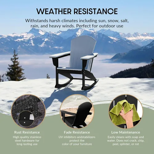 Miniatura 5 de WestinTrends Silla mecedora Malibu de poliéster para exterior/patio Adirondack, Negra
