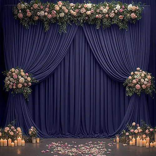 Miniatura 20 de Cortinas tipo telón de 10 x 10 pies sin arrugas de color azul bebé para fiestas, cortinas tipo telón de tela gruesa para foto de boda, cumpleaños