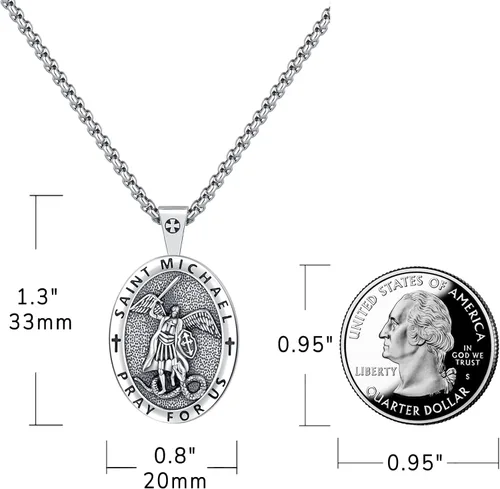Miniatura 168 de Eusense San Miguel San Cristóbal San Benito San Judas Virgen María Collar chapado en oro 925 joyería religiosa para hombres y mujeres, collar