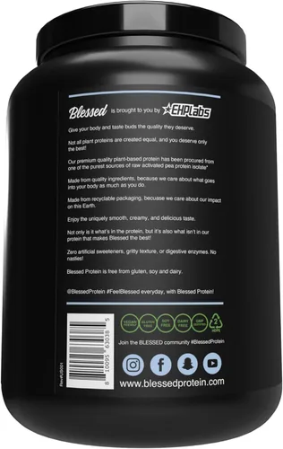 Miniatura 8 de BLESSED Proteína vegana en polvo - Reemplazo de comida en polvo de proteína a base de plantas, 23g de proteína de guisante en polvo, sin lácteos