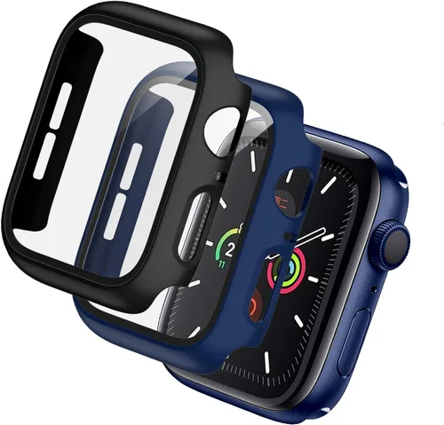 Miniatura 12 de Paquete de 2 fundas rígidas de policarbonato compatibles con Apple Watch, con protector de pantalla de cristal templado sin burbujas para accesorios