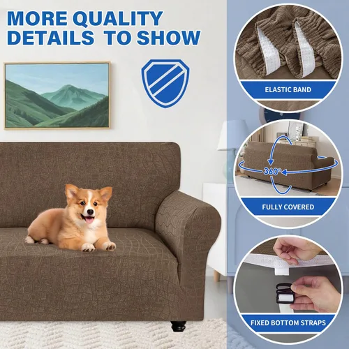 Miniatura 4 de MAXIJIN Funda impermeable para sillón de sala de estar, 1 pieza elástica con brazos, protector de muebles lavable para perros y mascotas (S, café)