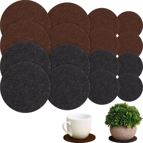 Miniatura 7 de Patelai 16 posavasos de corcho de 4 tamaños, 4/6/8/10 pulgadas, tela redonda negra, almohadillas reversibles de corcho para plantas