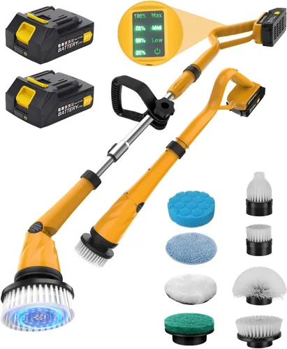 Miniatura 9 de Qimedo Limpiador eléctrico giratorio con dos baterías Q2 Pro, limpiador eléctrico de alta potencia de 1500 RPM para limpieza, cepillo de limpieza