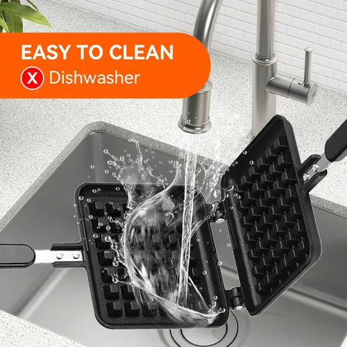 Miniatura 5 de Máquina para hacer gofres belga antiadherente, prensa panini de acero inoxidable, máquina para hacer sándwiches de desayuno, máquina para hacer