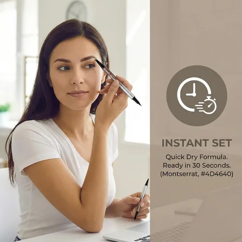 Miniatura 4 de Bolígrafo de cejas 4D de doble extremo, punta de pincel similar al cabello, 5 opciones de color, punta de precisión de 0.004 in, maquillaje 3#marrón