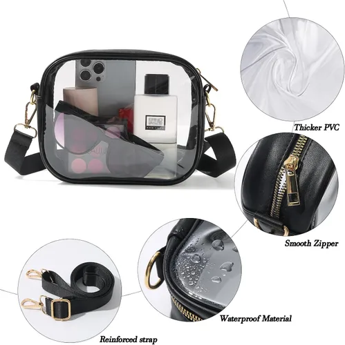 Miniatura 4 de TOBVZOO - Bolsa bandolera transparente aprobada para estadios, conciertos y eventos deportivos, unisex