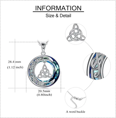 Miniatura 4 de YFN Plata de ley celta concha de abulón de TriskelePentagrama de pentáculoNudo TrinitarioBrujasEstrella de DavidCollar de brújula vikinga joyería