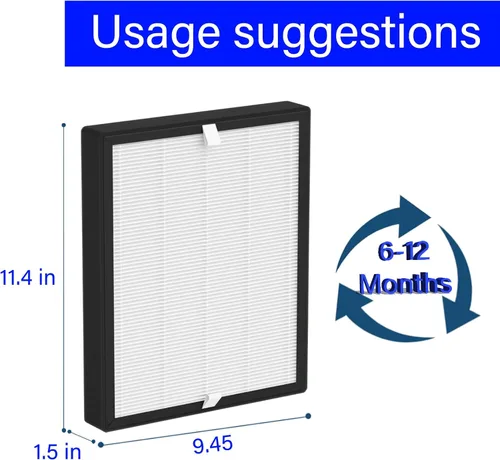 Miniatura 5 de Paquete de 2 filtros de repuesto BS-10 para purificador de aire PARTU BS-10, 3 en 1, H13 True HEPA con carbón activado de eficiencia y prefiltro