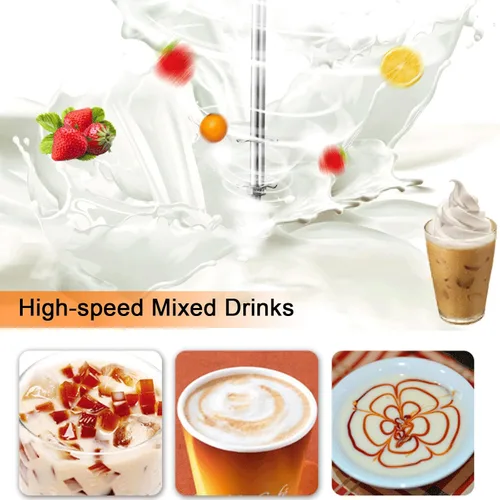 Miniatura 3 de Batidora eléctrica de leche, mini mezclador de bebidas retro, espumador de leche con taza de acero inoxidable de 16.9 fl oz para leche malteada, Rojo