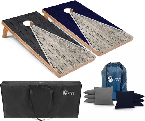Miniatura 26 de Tailgating Pros Juego de tablero de Cornhole ligero con diseño piramidal con bolsas de frijoles y estuche de transporte, juego de cornhole