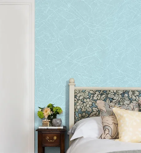 Miniatura 6 de GloryTik Papel tapiz de seda azul claro para despegar y pegar, papel de contacto blanco en relieve, autoadhesivo, extraíble, papel tapiz texturizado