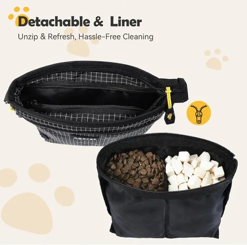 Miniatura 4 de AGPTEK Bolsa magnética para pasear perros con bolsa de aperitivos extraíble y dividida, paquete de cintura resistente al agua con dispensador