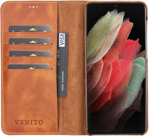 Miniatura 14 de Venito Florence - Funda de piel compatible con Samsung Galaxy S9, extra segura con bloqueo RFID, cartera desmontable para teléfono (gris decolorado)