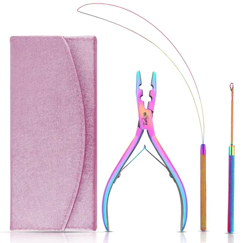 Beauty & Crafts Micro Links - Kit de extensiones de cabello - Alicates para cerrar y quitar cuentas de acero inoxidable, extensiones de cabello,