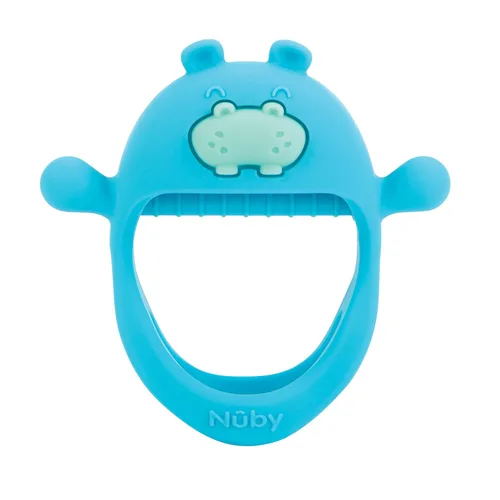 Miniatura 10 de Nuby Manopla de dentición de muñeca de silicona - Anillo de dentición para bebé - 3+ meses - Hipopótamo