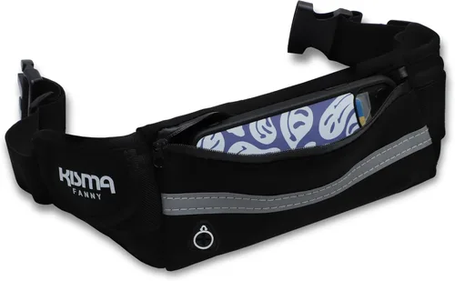 Kisma - Cangurera de ciclismo y bolsa de cintura para ciclismo, ciclistas, correr y fitness, correa ajustable, bolsillos de almacenamiento con Negro