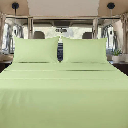Miniatura 17 de Juego de sábanas de 4 piezas tamaño matrimonial para caravanas (53 x 75), color gris claro, bolsillo profundo para colchones de 15 pulgadas, Gris